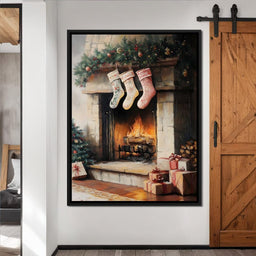 Cozy Christmas Hearth Stockings - NicheCanvas