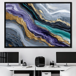 Gilded Riverstone Flow - NicheCanvas