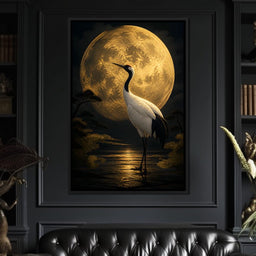 Crane Moonrise - NicheCanvas