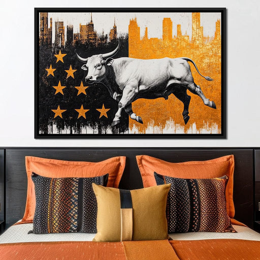 Bull in Urban Sunset Canvas Print