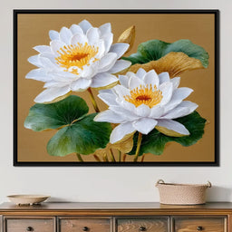 Radiant Lotus Golden Elegance - NicheCanvas