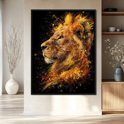 Majestic Lion Firestorm Portrait - NicheCanvas