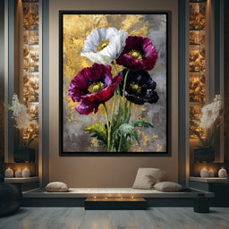 Gilded Poppies Quartet - NicheCanvas
