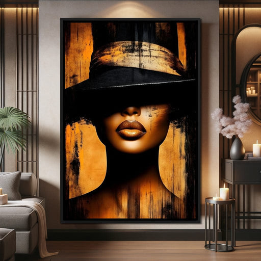 Golden Elegance Shadowed Mystery Canvas Print