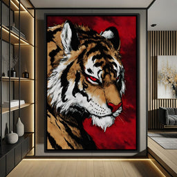 Fierce Tiger Blood Moon Roar - NicheCanvas