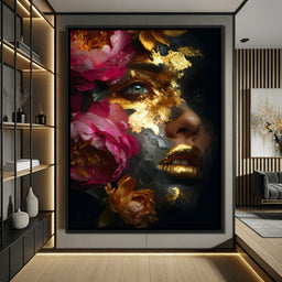 Golden Petal Portrait Radiance - NicheCanvas