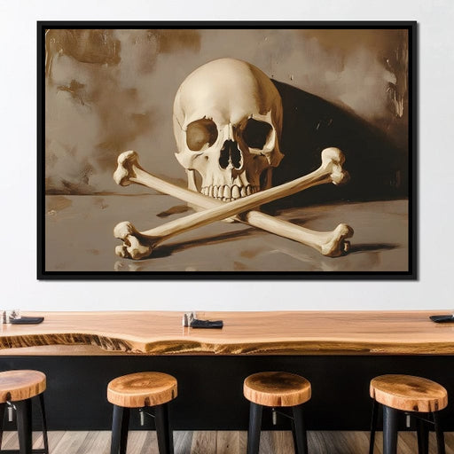 Sepia Skull And Crossbones Still Canvas Print