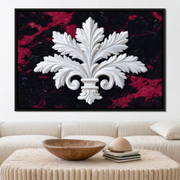 White Fleur De Lis Red Stone - NicheCanvas
