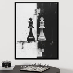 Strategic Chess Duel in Monochrome - NicheCanvas