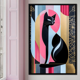 Feline Elegance Geometry Canvas - NicheCanvas