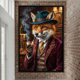Gentleman Fox Smoking - NicheCanvas