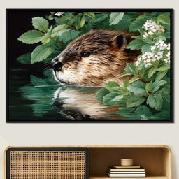 Beaver Reflection by the Lake - NicheCanvas