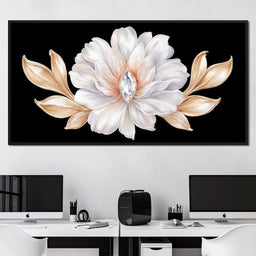Diamond Heart Golden Peony Flair - NicheCanvas