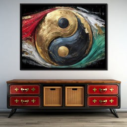 Golden Yin Yang Celestial Balance - NicheCanvas