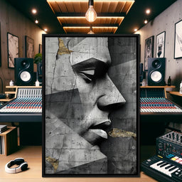 Monochrome Geometric Visage - NicheCanvas