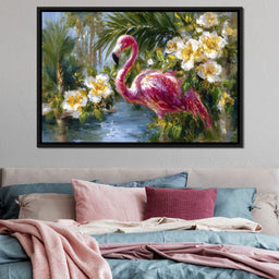 Tropical Flamingo Oasis Glow - Neal Hackett - NicheCanvas