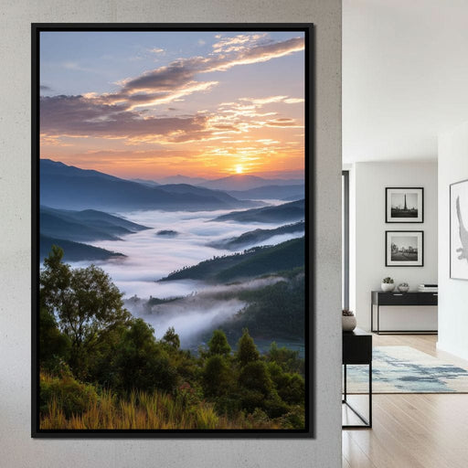 Sunrise Over Misty Mountains Canvas Print