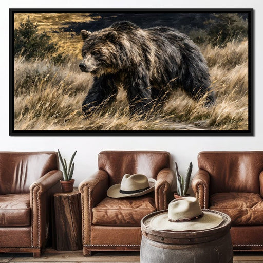 Solitary Wanderer Through The Golden Grass Canvas Print