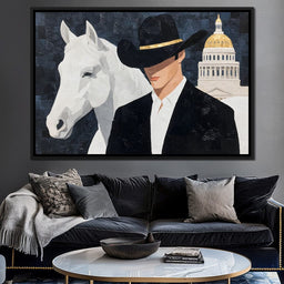 Capitol Cowboy With Noble Steed - NicheCanvas