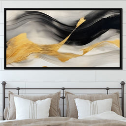 Modern Gold Black Fluid Waves - NicheCanvas