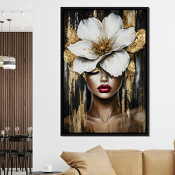 White Petals Golden Dreams - NicheCanvas