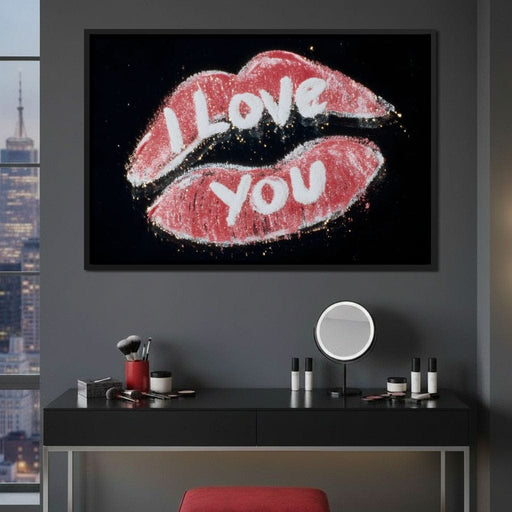 Love You Glitter Kiss Pop Canvas Print