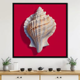 Seashell Reverie on Red - NicheCanvas