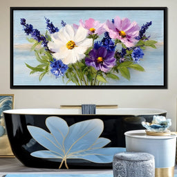 Oil Bouquet Pastel Meadow Flowers - NicheCanvas