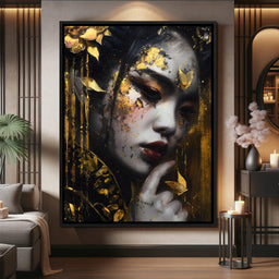 Golden Petal Muse Portrait - NicheCanvas