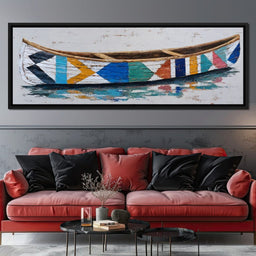 Colorful Driftwood Canoe Reflection - NicheCanvas