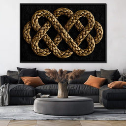 Eternal Braided Path of Golden Fibers - NicheCanvas