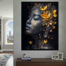 Golden Lotus Reverie Portrait - NicheCanvas