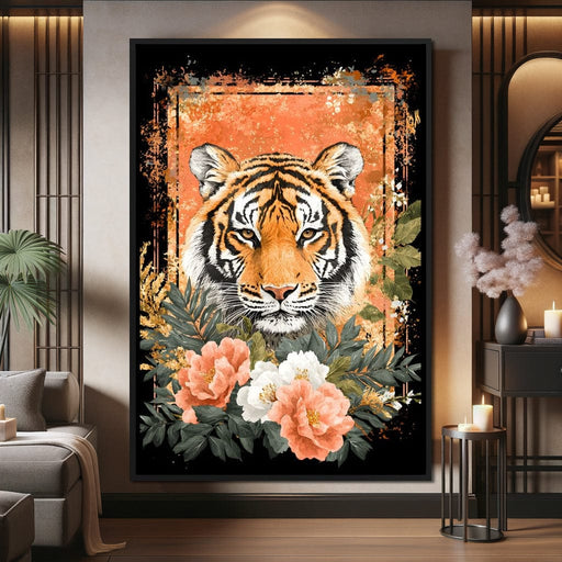 Tiger Majesty Floral Harmony Canvas Print