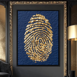 Golden Fingerprint On Navy Paper - NicheCanvas