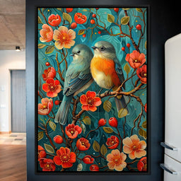 Songbirds Perched in Blooms - NicheCanvas
