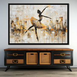 Dancer's Leap Through Gold - NicheCanvas