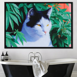Feline Tranquility Green Garden - NicheCanvas