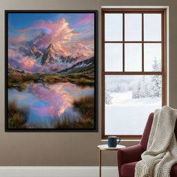 Celestial Peaks Dawn Reflection - NicheCanvas