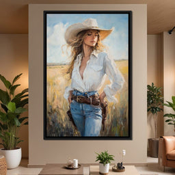 Cowgirl's Sunlit Respite - NicheCanvas