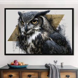 Golden Eyed Owl Portrait - NicheCanvas