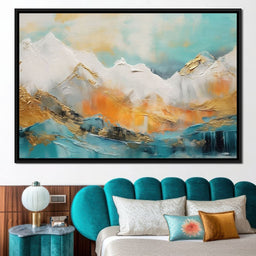 Golden Peaks Dawn Mountain Escape - NicheCanvas