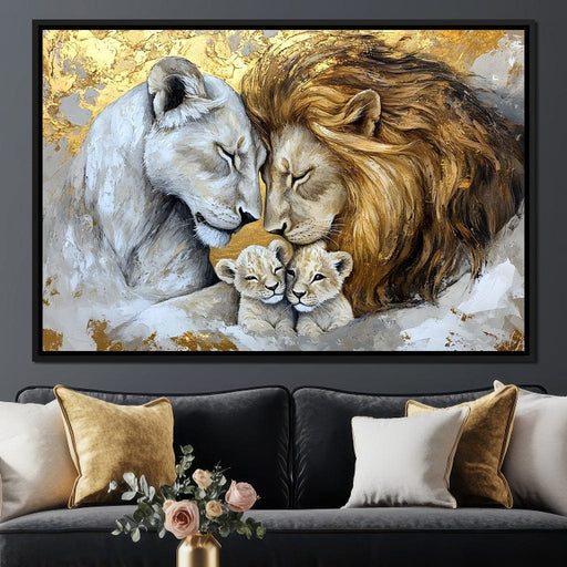 Lion Family Embrace Canvas Print