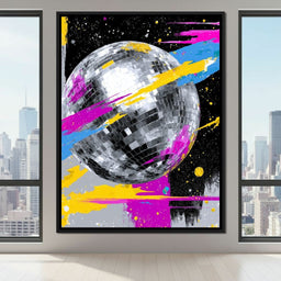 Neon Disco Ball Galaxy Pop - NicheCanvas