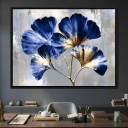 Gilded Ginkgo Leaves Under Moonlight - NicheCanvas
