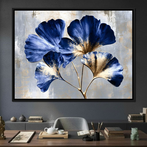 Gilded Ginkgo Leaves Under Moonlight Canvas Print
