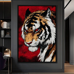Fierce Tiger Red Eyes Roar - NicheCanvas