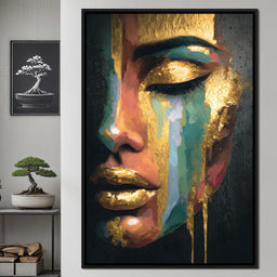 Golden Radiant Abstract Face B - NicheCanvas