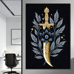 Golden Dagger Midnight Floral - NicheCanvas