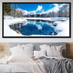 Crystal Winter Lake Reflections - NicheCanvas