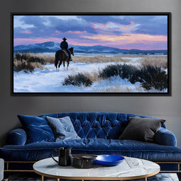 Western Rider at Snowy Dawn - NicheCanvas